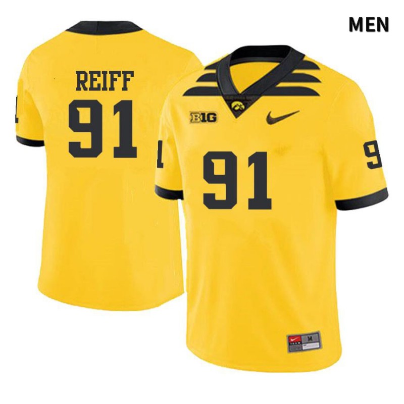Men's Iowa Hawkeyes NCAA #91 Brady Reiff Yellow Authentic Nike Alumni Stitched College Football Jersey WO34T74KM